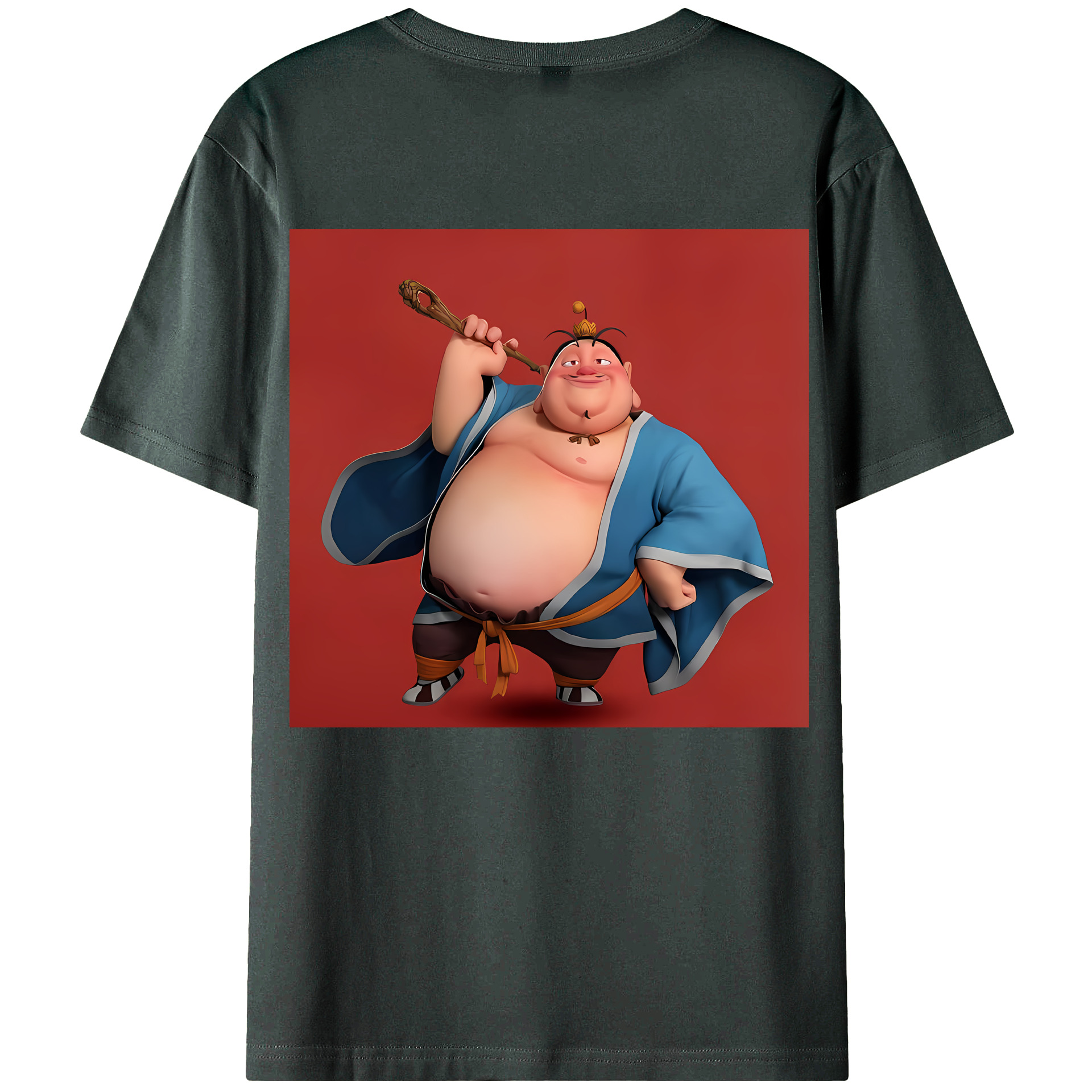 （画像用） Ne Zha 2 ナタ 魔童の大暴れ 綿100％ メンズ半袖Tシャツ（バックプリント） 通気性